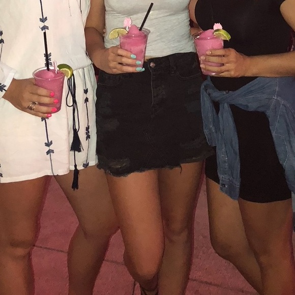 American Eagle black distressed jean mini skirt - Picture 5 of 6